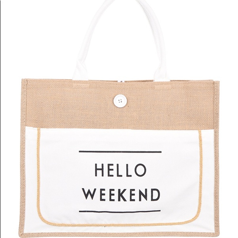 HELLO WEEKEND TOTE BAG - White - Picture 2 of 4